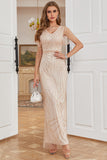 Vestido Mãe de Noiva Gola em V Khaki