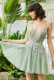 Copy of A Line Roxo Claro Vestido de Cocktail Apliques