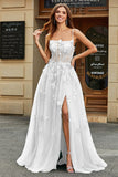 Vestido de noiva branco A-Line Tulle com apliques