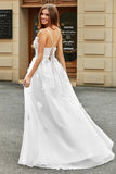 Vestido de noiva branco A-Line Tulle com apliques
