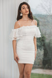 Bodycon branco babado vestido curto de formatura