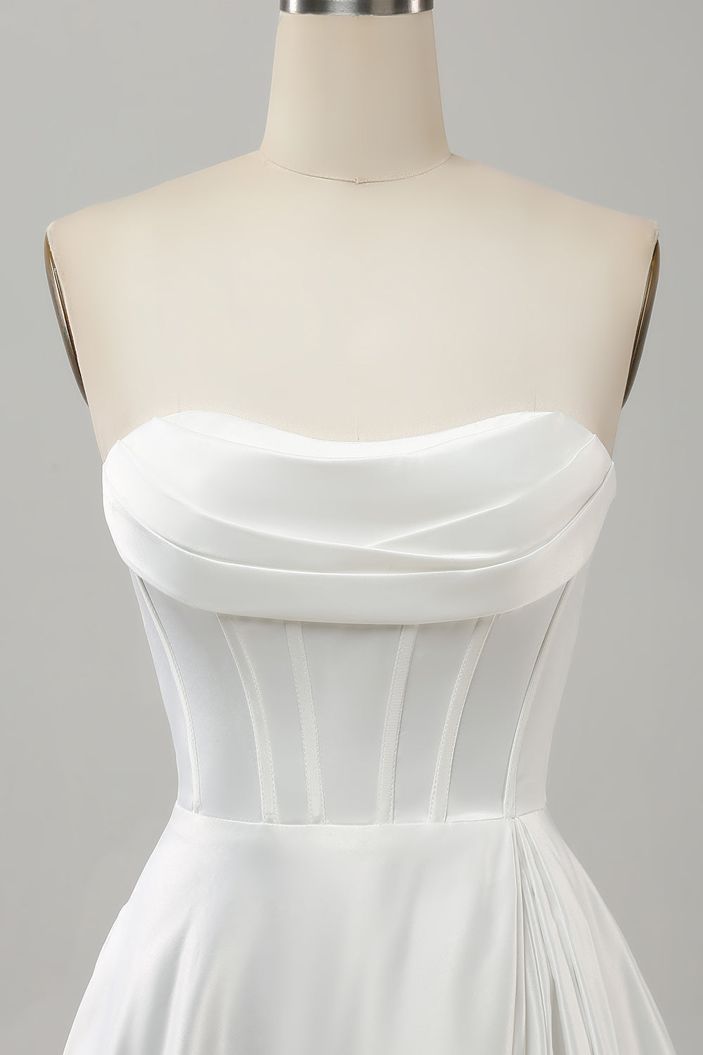 Elegante branco uma linha sem alças plissado varredura trem vestido de noiva com split