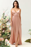 Blush Espaghetti Correias A Line Vestido de Dama de Honor