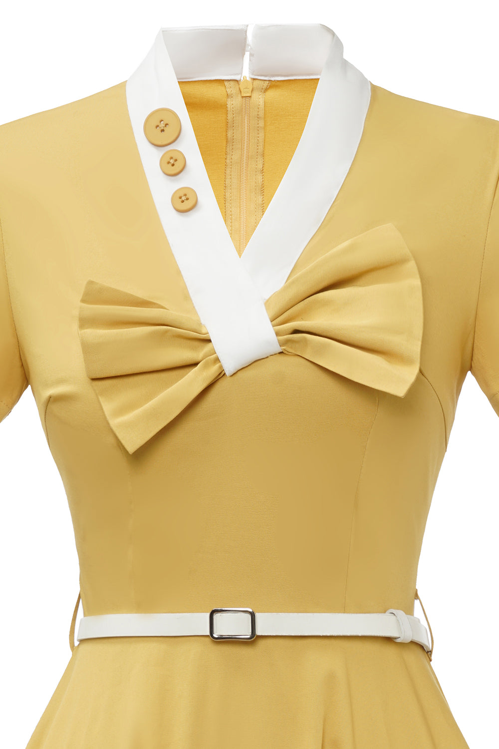 Vestido retro estilo amarelo de 1950 com Bowknot