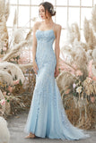 Vestido de Baile de Sereia Longa Azul