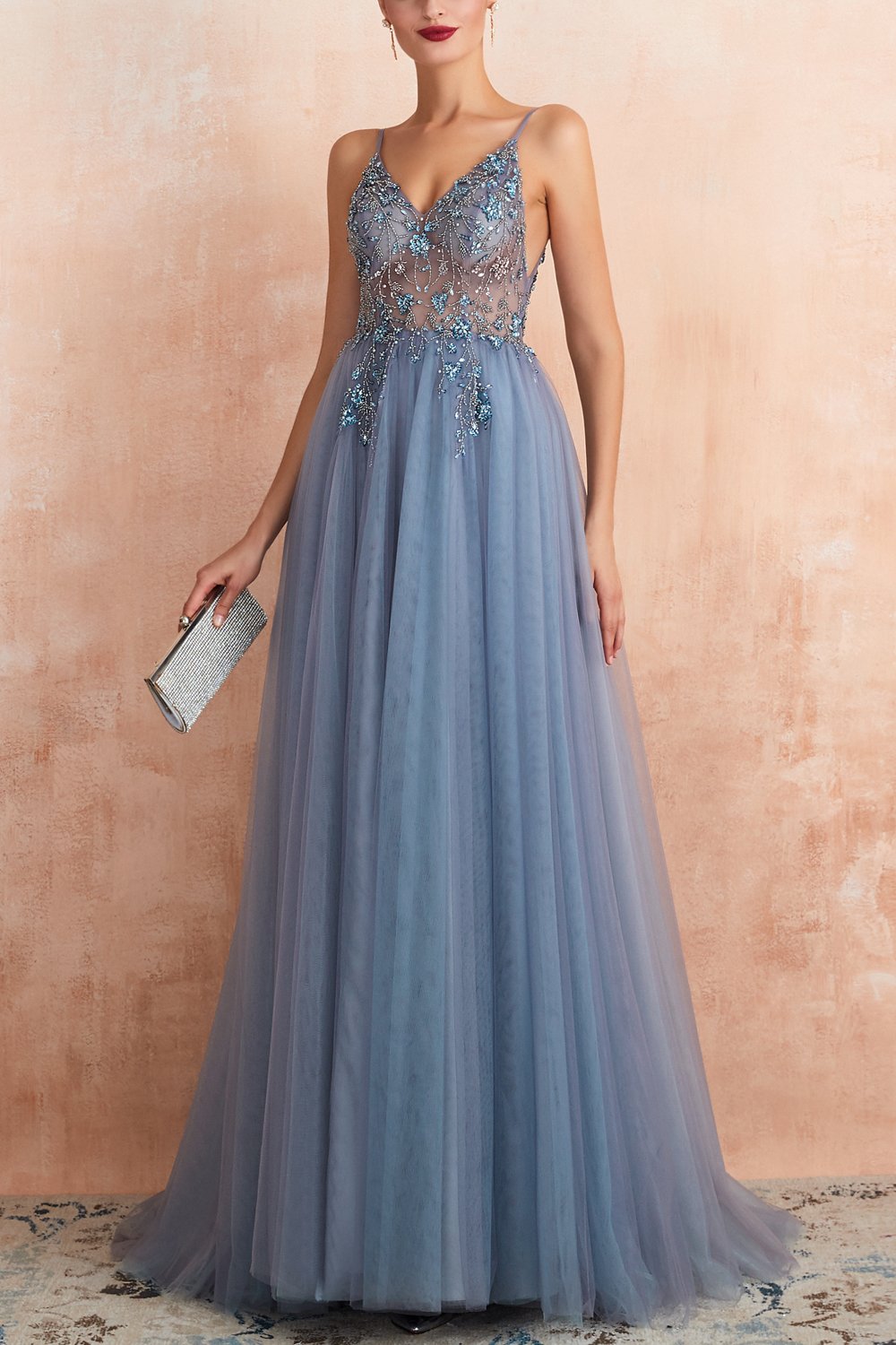 Vestidos de Cerimónia Longos Azuis Com Fenda