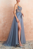 Vestidos de Cerimónia Longos Azuis Com Fenda