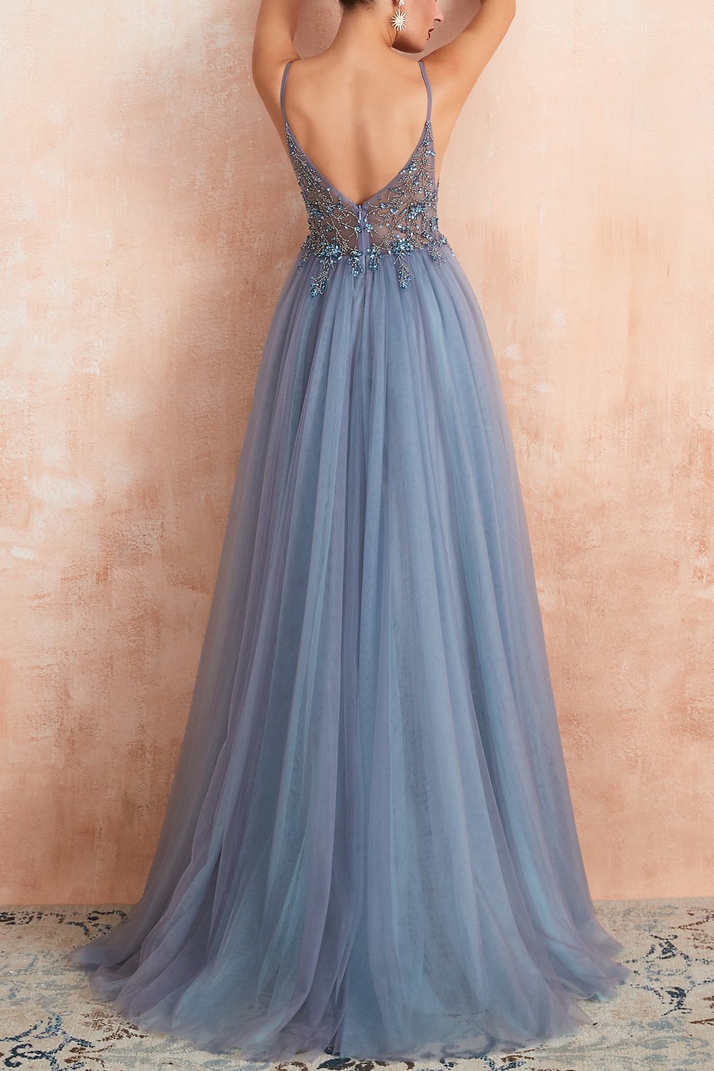 Vestidos de Cerimónia Longos Azuis Com Fenda