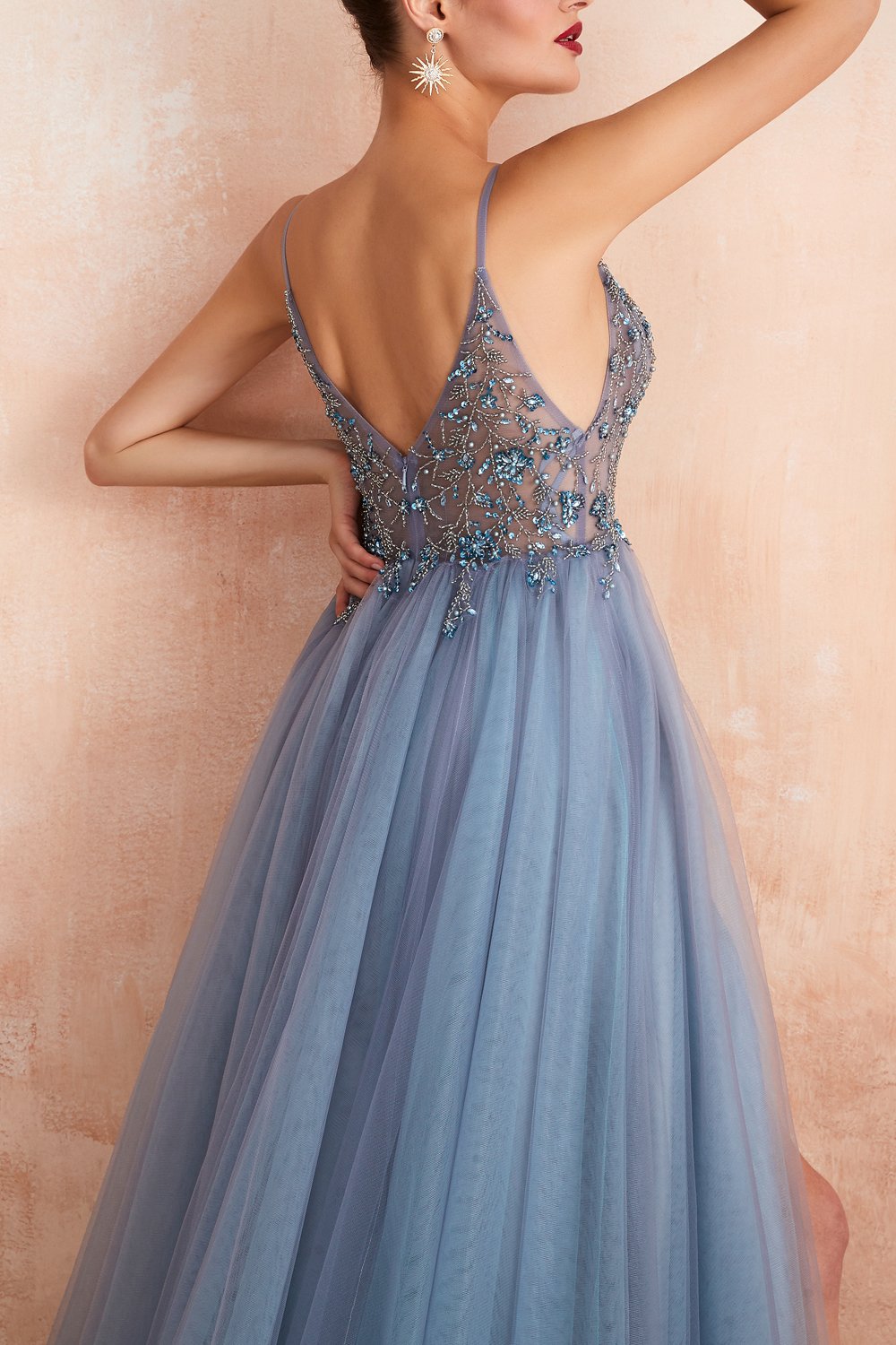 Vestidos de Cerimónia Longos Azuis Com Fenda