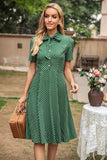 Vestido de verão vintage polka dots verdes