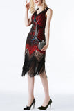 Franja de glitter vermelho 1920 Flapper Dress