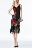 Franja de glitter vermelho 1920 Flapper Dress