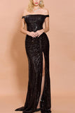 Vestido de festa longo sereia preto lantejoula