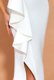 Branco Cetim Um Ombro Sem Mangas Longos Vestidos de Noiva