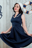 Vestido azul marinho dos anos 50