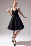 Vestido preto vintage com botão