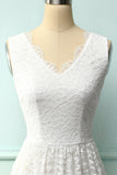 Vestido de renda formal com decote em v branco