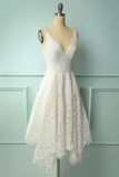 Vestido assimétrico de renda branca