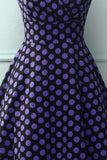 Vestido roxo preto com decote em V