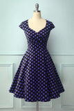 Vestido roxo preto com decote em V