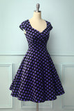 Vestido roxo preto com decote em V