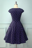 Vestido roxo preto com decote em V
