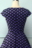 Vestido roxo preto com decote em V