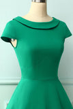 Vestido verde dos anos 50 do pescoço do barco