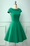 Vestido verde dos anos 50 do pescoço do barco