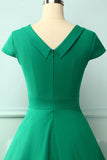 Vestido verde dos anos 50 do pescoço do barco