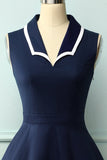 Vestido azul marinho dos anos 50