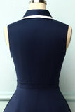 Vestido azul marinho dos anos 50