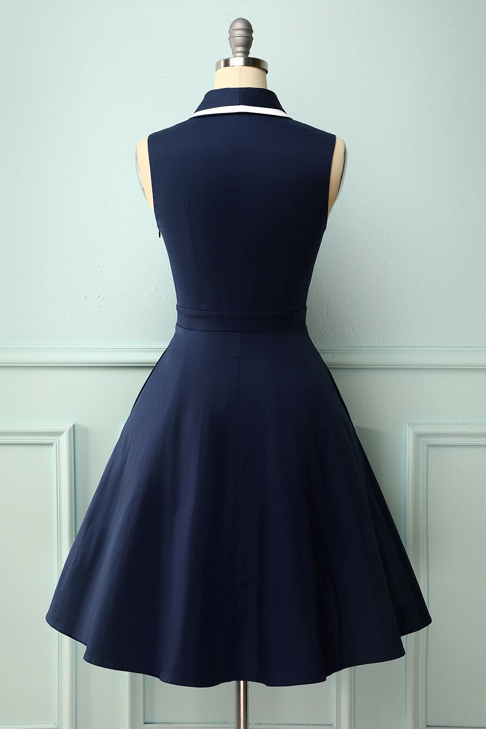 Vestido azul marinho dos anos 50