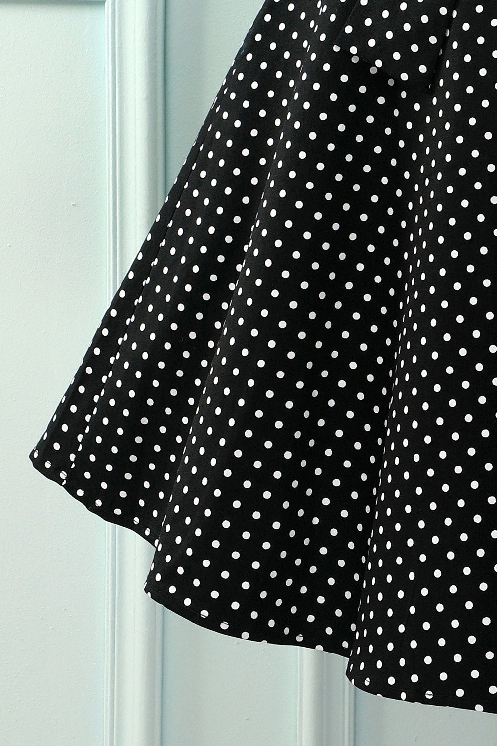 Preto Bolinhas Vestido Vintage