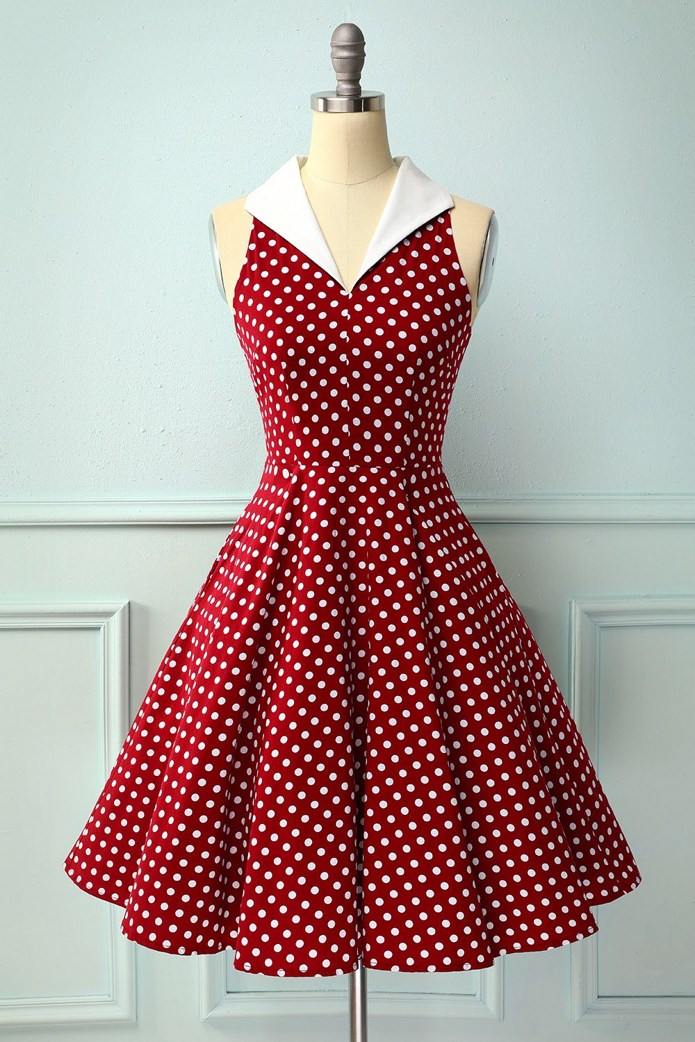 Vestido Borgonha com Bolinhas Brancas