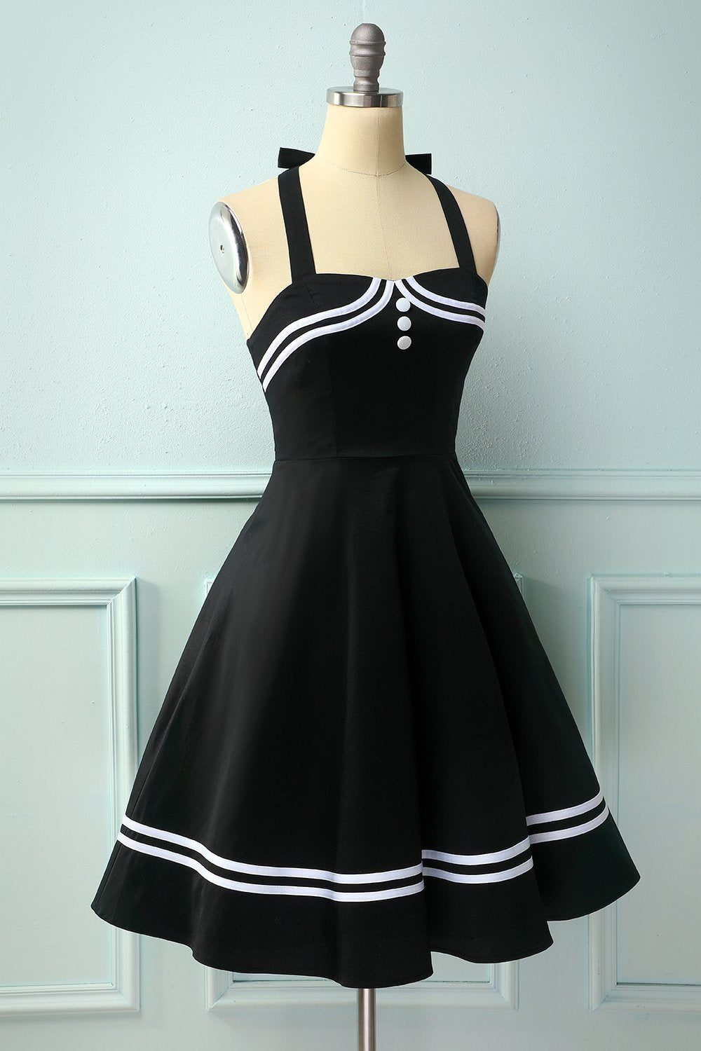Vestido preto dos anos 50 Rockabilly Pin Up