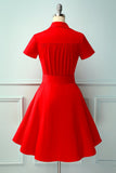 Vestido vermelho com decote em V sólido