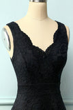 Vestido preto com decote em v