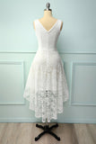 Vestido assimétrico de renda branca