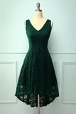 Vestido assimétrico de renda verde