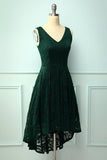 Vestido assimétrico de renda verde