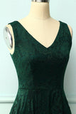 Vestido assimétrico de renda verde