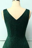 Vestido assimétrico de renda verde