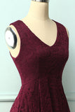 Vestido de Renda Assimétrico Borgonha