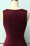 Vestido de Renda Assimétrico Borgonha