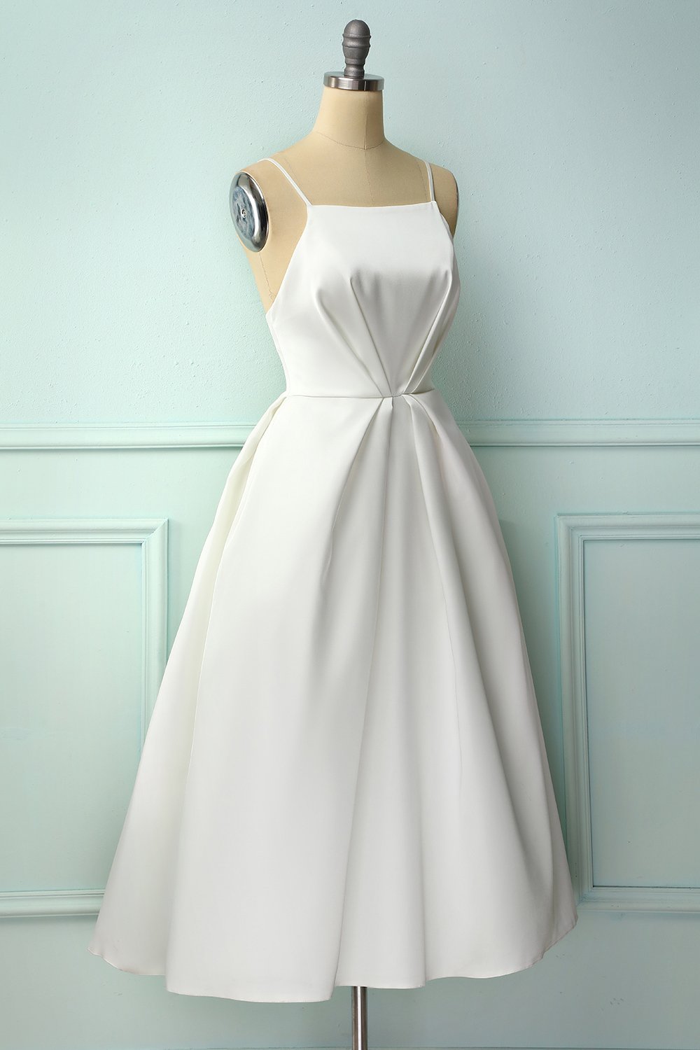 Vestido Midi com tiras de espaguete branco