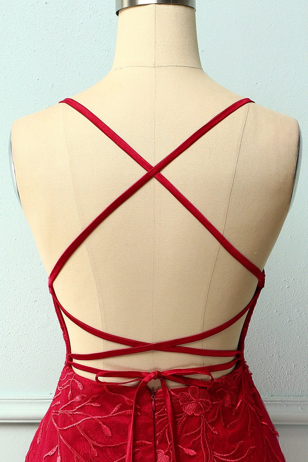 Cintas de espaguete vestido vermelho Bodycon