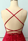 Cintas de espaguete vestido vermelho Bodycon