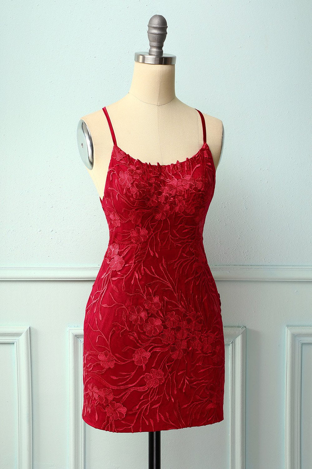 Cintas de espaguete vestido vermelho Bodycon