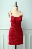 Cintas de espaguete vestido vermelho Bodycon